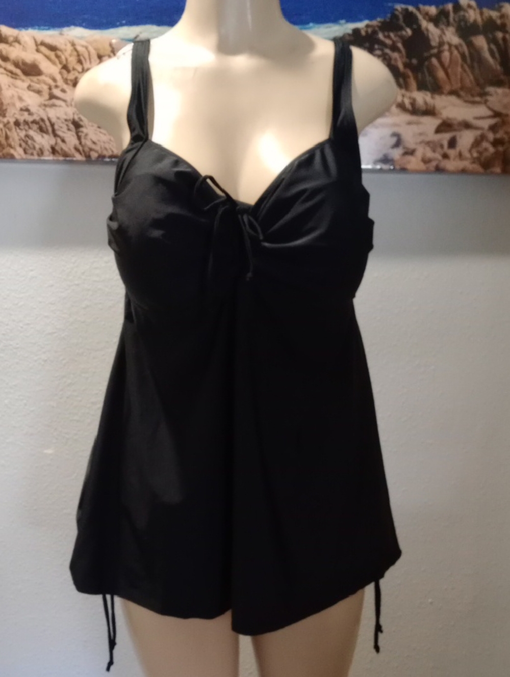 Black Women's Tankini Swim Top - Classic Black